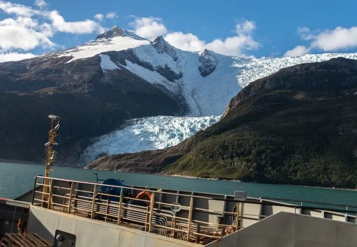 Glacier Alley as seen from the ferry boat between Punta Arenas and Puerto Williams.