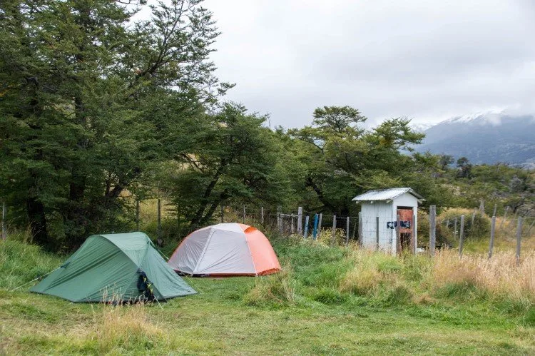 Camping in a campsite in Torres del Paine National Park, Chile. 