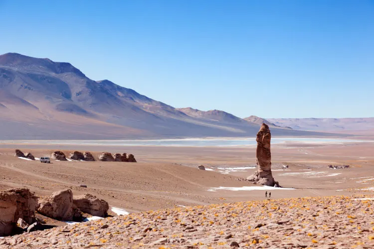 Huge stretch of salt flats and lagoons in Atacama desert