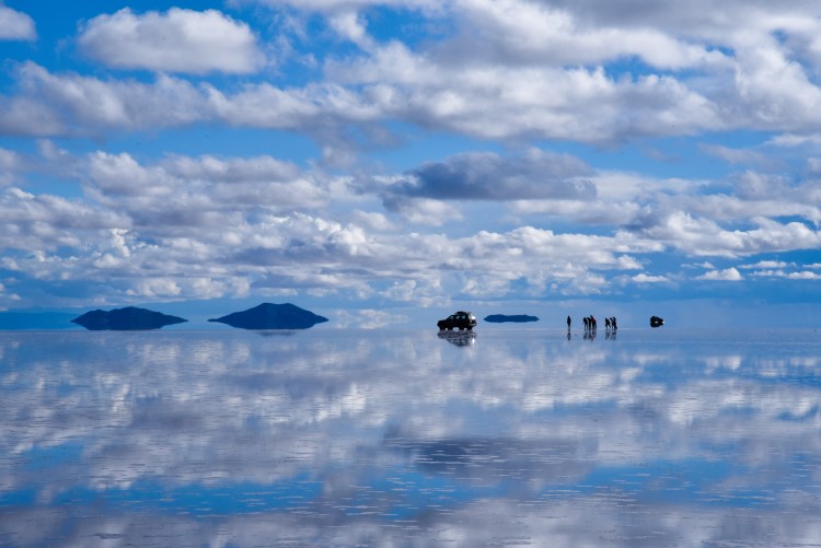 The Bolivian salt flats in the rainy season, from December through March.