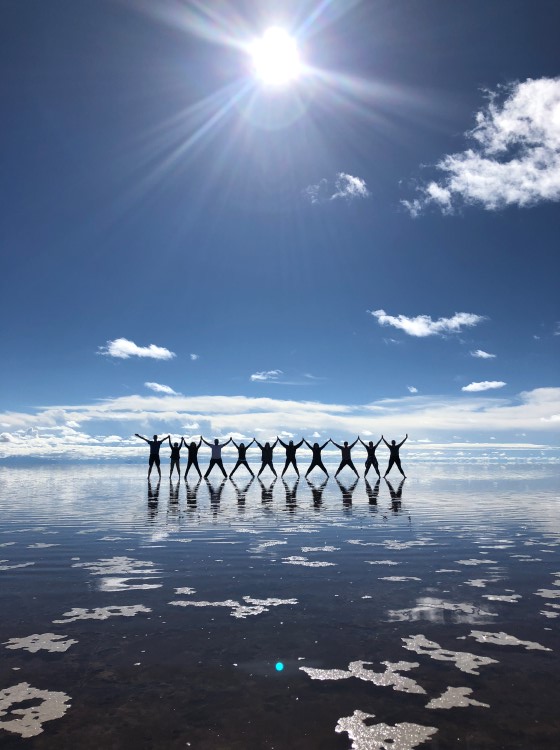 The Bolivian salt flats in rainy season from December to March. 