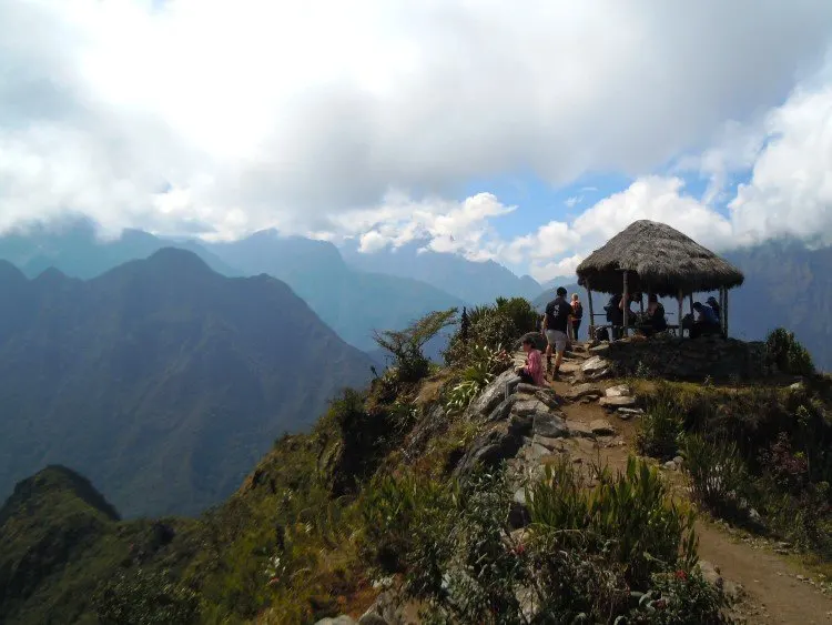 A sheltered viewpoint at the Choquequirao ruins.