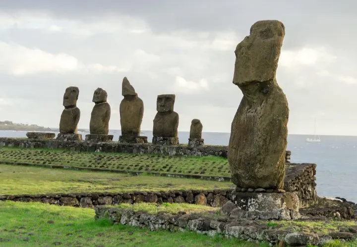 Sunset on Ahu Tahai, Easter Island.