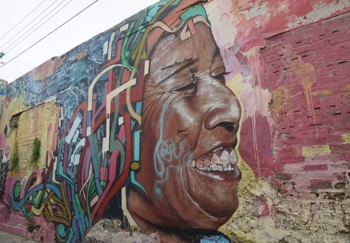 Street art on the city walls of Catagena, Colombia. 