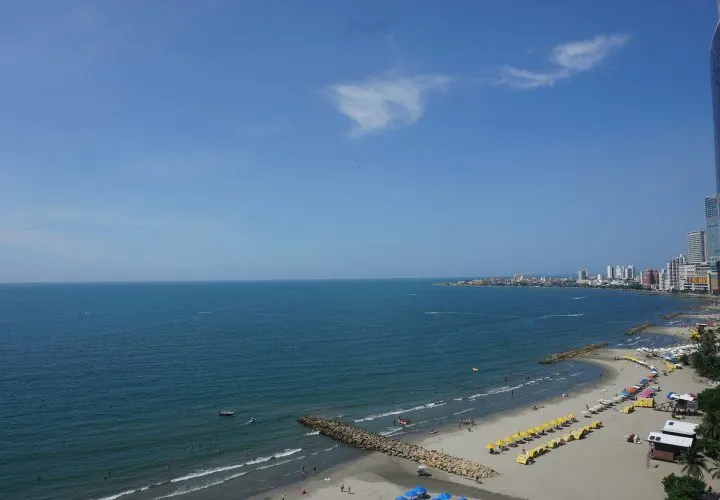 The busy beaches of Bocagrande., Cartagena. 
