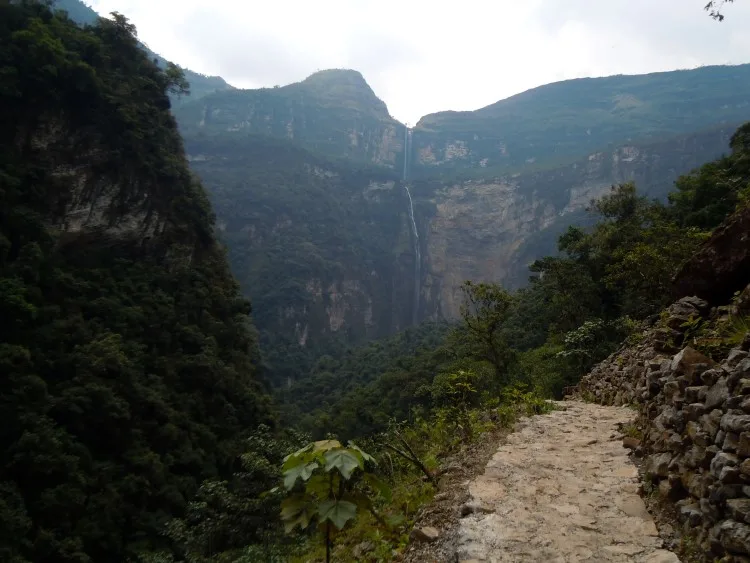 The Gocta Falls as seen from the path from Cocachimba near Chachapoyas Peru