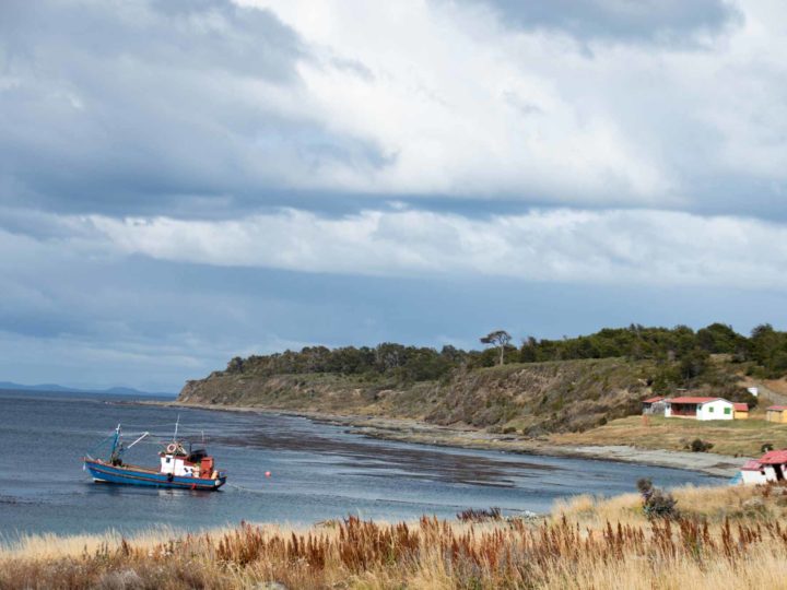 The Magellanic Strait as seen from the shore near Punta Arenas in Chilean Patagonia