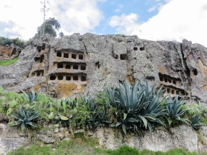 The Ventanillas de Otuzco, a series of niches carved into the volcanic rock near Cajamarca and an important place to visit in Peru