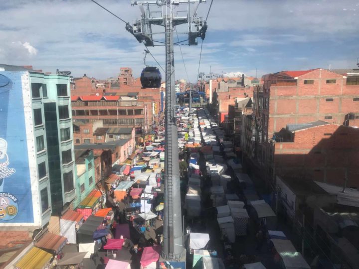 El Alto market in La Paz, Bolivia as seen from the blue teleferico line and a great option of things to do in the city