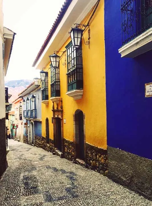 The picturesque house fronts of Calle Jaen - a pretty tourist attraction right in the heart of La Paz