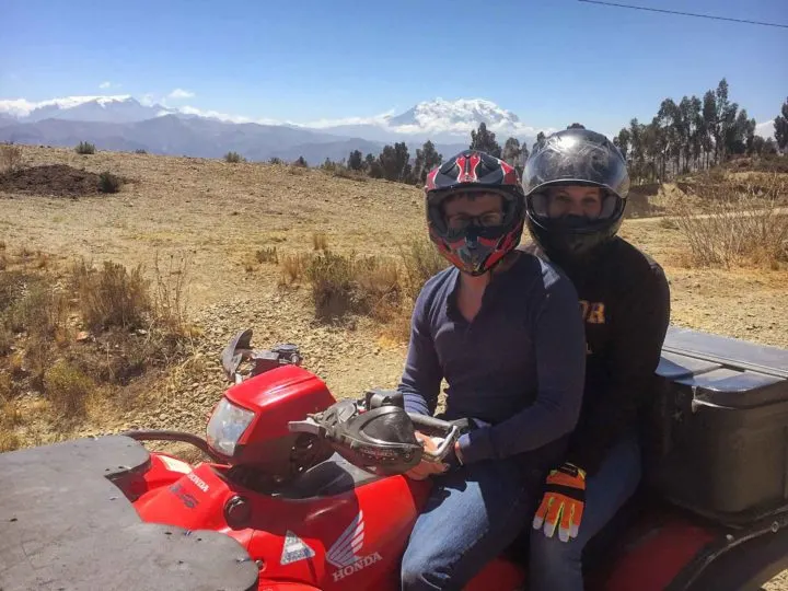 On a quad bike for one of the most unique things to do in La Paz, Bolivia: a four-wheeler tour