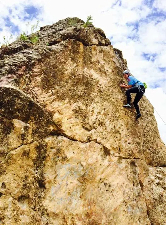 Rock climbing near Iglesia Amor de Dios, just outside of La Paz, Bolivia