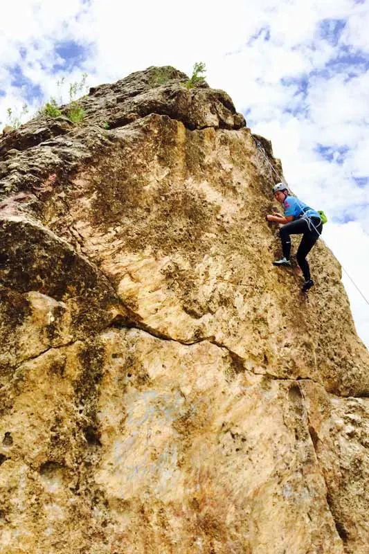 Rock climbing near Iglesia Amor de Dios, just outside of La Paz, Bolivia