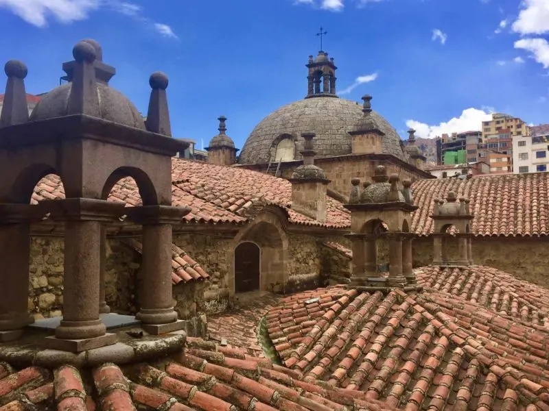 The rooftops of the San Francisco Basilica in La Paz, Bolivia