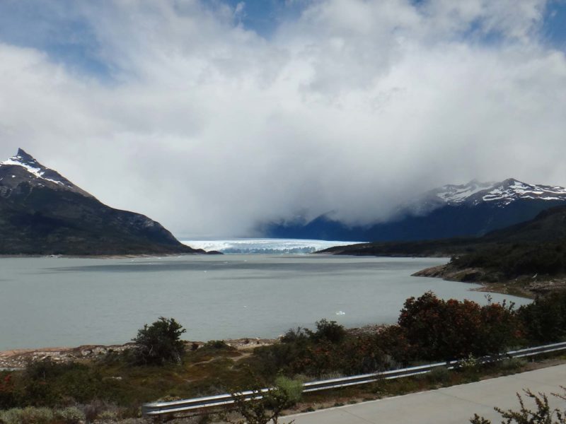 Views of the El Perito Moreno Glacier and Lago Argentino from the road approaching Los Glaciares National Park in Argentine Patagonia