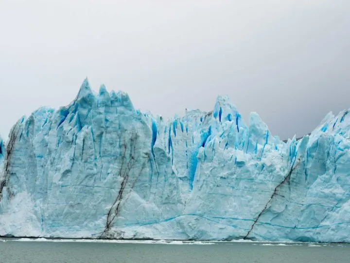 The egg-blue snout of the Perito Moreno Glacier rising out of Lago Argentino in Parque Nacional Los Glaciares near El Calafate