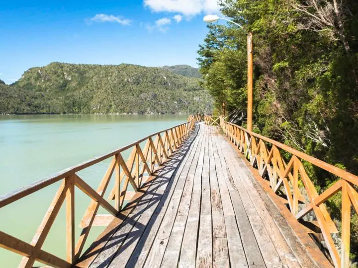 The wooden boardwalks in Caleta Tortel, along the Carretera Austral