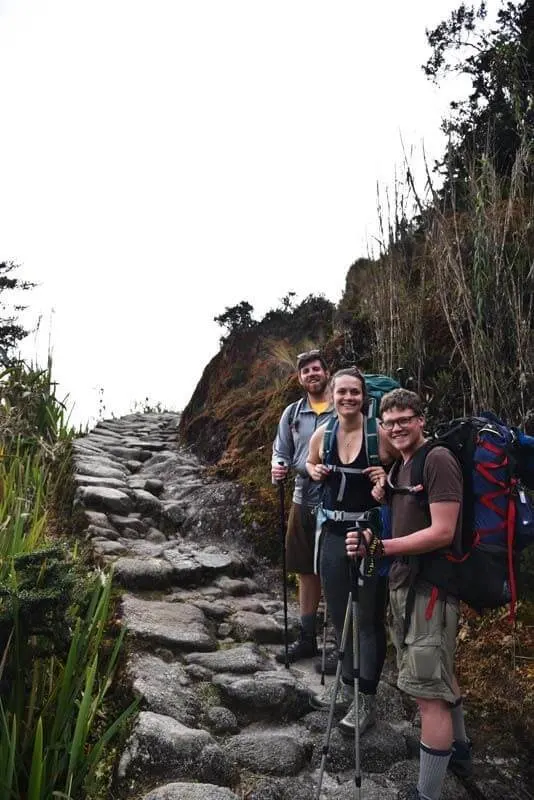 Hikers along the Inca Trail pause for a breath and a photo.