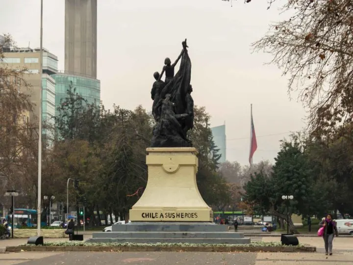 The Los Heroes statue in Downtown Santiago, Chile