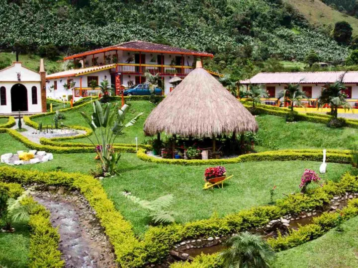 A garden in the hillside town of Jardin Colombia.