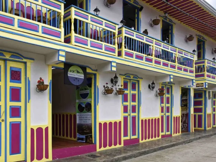 The colorfully painted buildings of Salento Colombia.