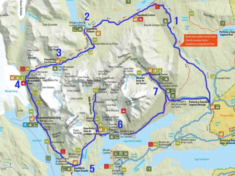 O Circuit Patagonia Map The O Circuit Torres Del Paine: 2020/2021 Expert Trekking Guide