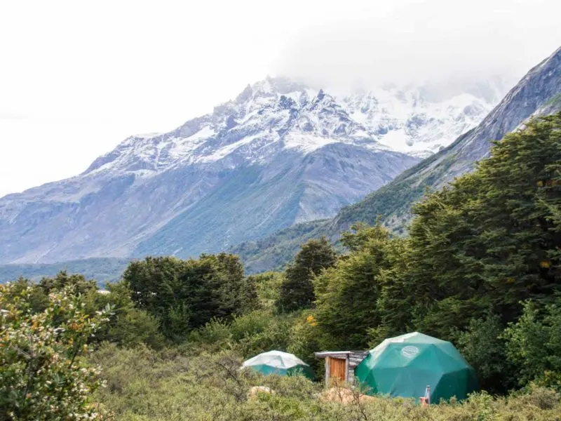 Geodesic domes at Los Cuernos in Torres del Paine National Park