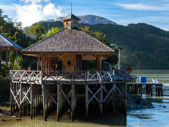 A house on stilts in Caleta Tortel, a town best reached by driving through Patagonia