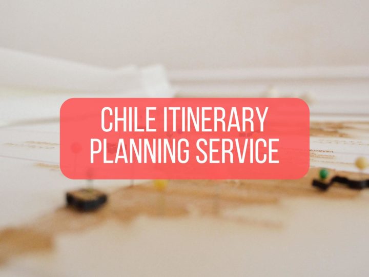 Map of South America with overlaid text saying chile itinerary travel planning service