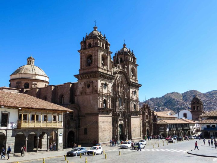 The Plaza de Armas and the Iglesia De La Compañia De Jesús in Cusco, Peru