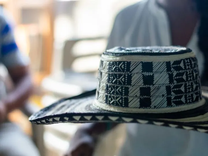 A sombrero vueltiao, a typical Colombia hat woven by the Zenu people from cana flecha and seen on a day tour of Cartagena