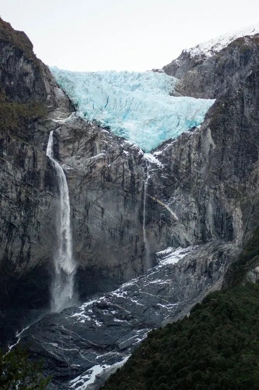 The Ventisquero Colgante or Hanging Glacier, an egg-blue glacier along the Carretera Austral in Chilean Patagonia