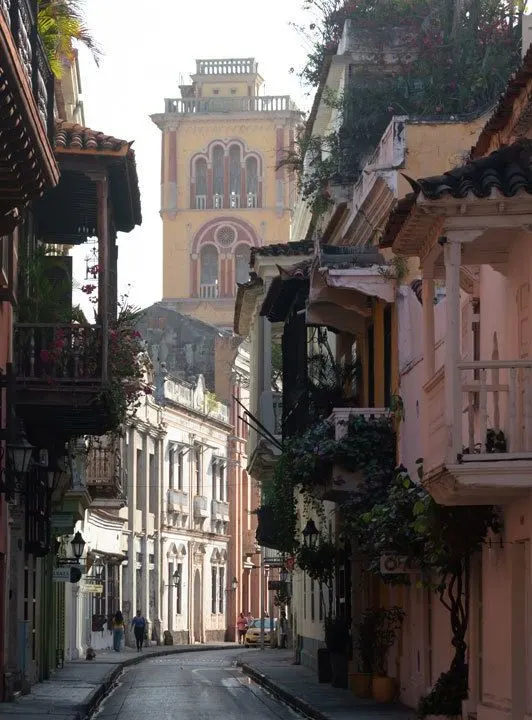 A shot of the streets of Cartagena, Colombia in the early morning