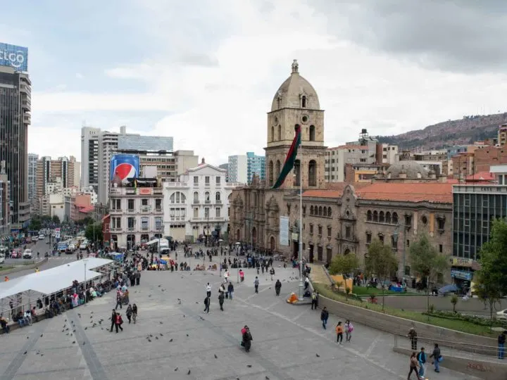 Plaza Mayor de San Francisco with the church behind