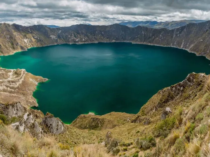 Laguna Quilotoa, a volcanic crater lake in Ecuador 