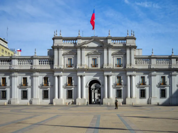 The Palacio de La Moneda, the presidential palace in Santiago, Chile