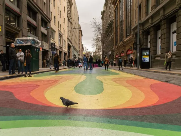 Street art along Paseo Bandera, a street in Downtown Santiago