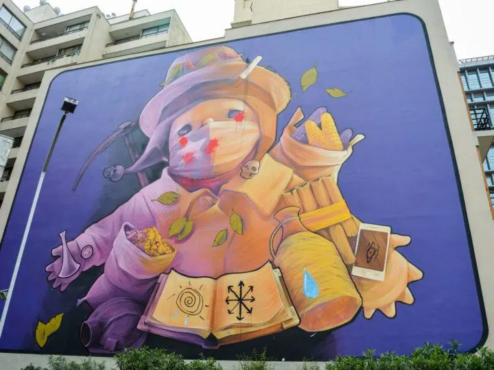 Street art by Chilean INTI in Barrio Lastarria in Santiago,