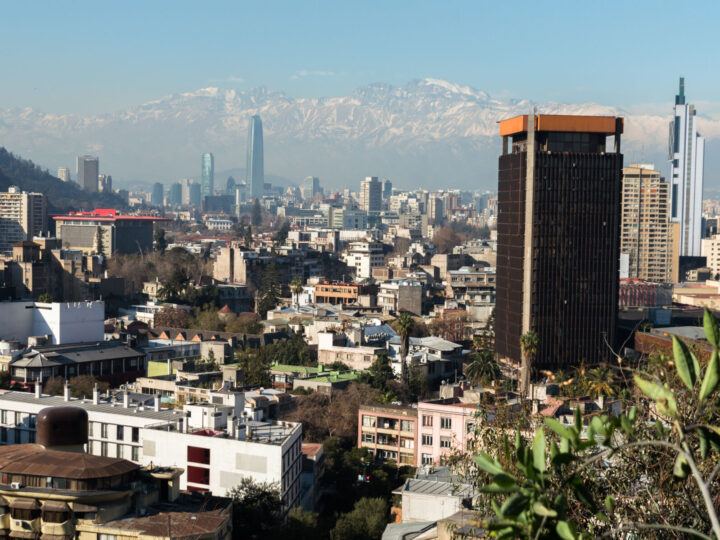 Views from Cerro Santa Lucia at the heart of Santiago, Chile
