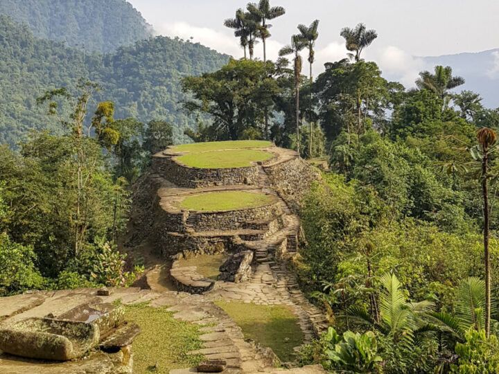 Rock pathways and scenery surrounding the Ciudad Perdida or Lost City in Colombia.