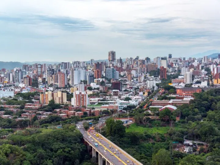 Aerial view of Bucaramanga, one of the safest cities in South America. 