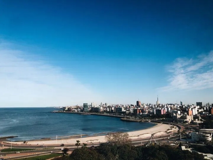 A view of the beach and city of Montevideo, Uruguay