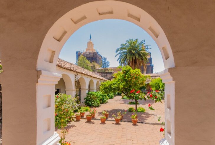 A beautiful view of the inner-courtyard patio at a Jesuit Missionary Building in Cordoba, Argentina.  
