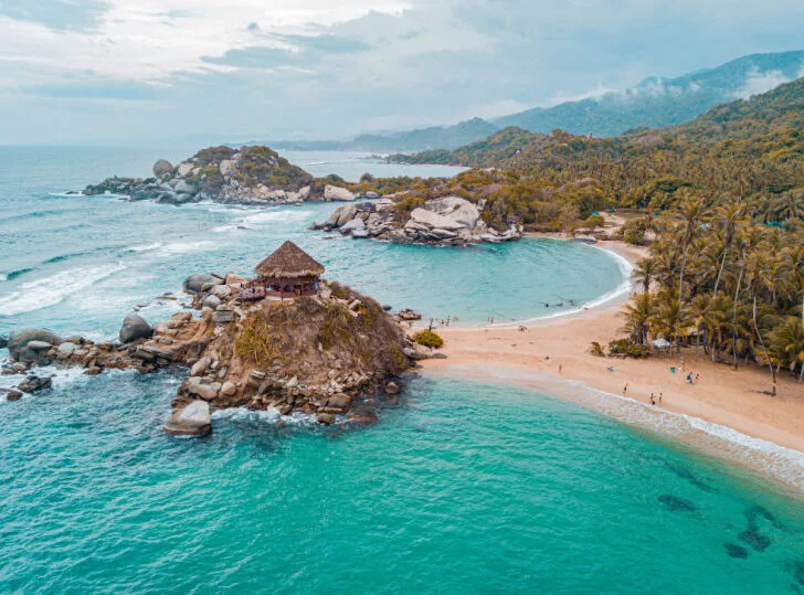 A beautiful turquoise water beach inside Tyrona National Park in Colombia.