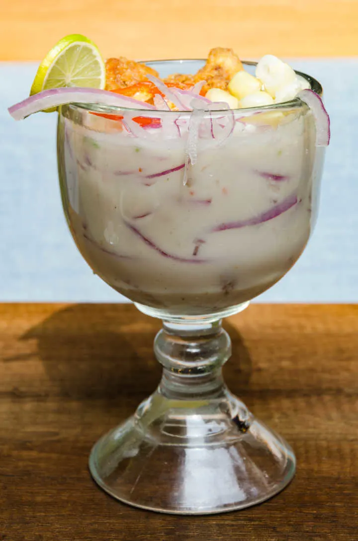 Leche de Tigre - a traditional Latin American ceviche marinade made from fresh seafood and citrus dishes. 