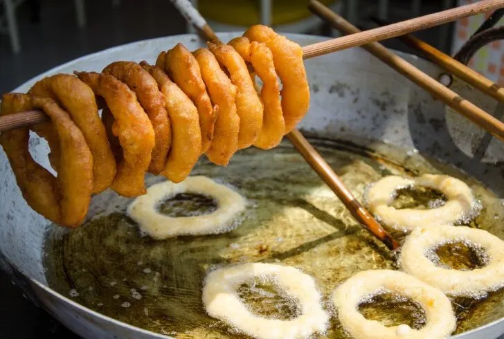 Picarones, a famous Peruvian food often likened to donuts.