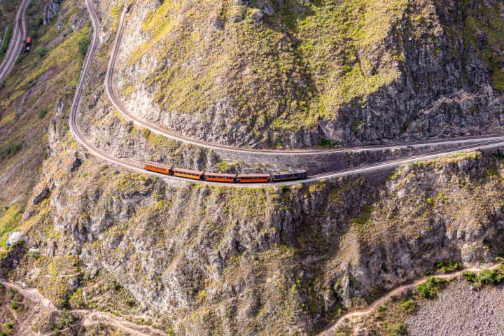 Ecuador's Quito de El Boliche railway that hugs the mountainside at the Devil's Nose section