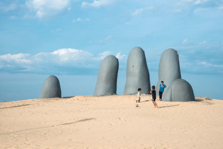 La Mano, a statue of a hand rising out of the desert in Punta del Este in Uruguay