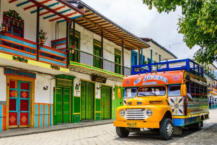 Colorful Chicken Bus in Jardin Colombia