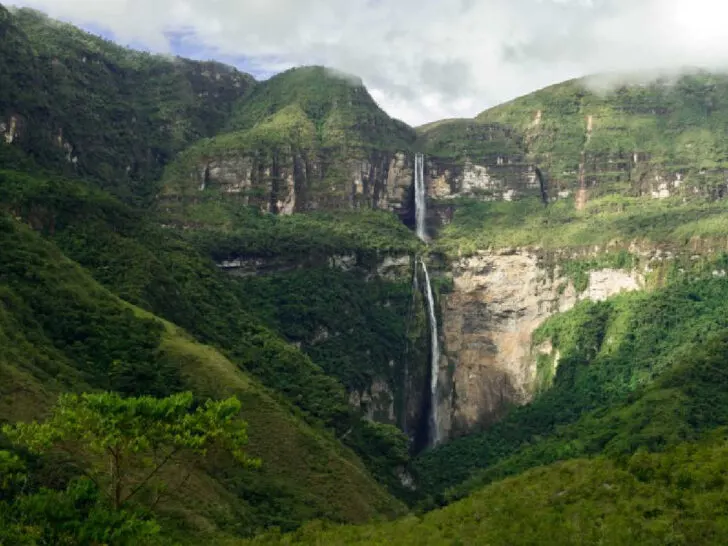 The magnificent Gocta Falls near Chachapoya and the dramatic landscape of Northern Peru